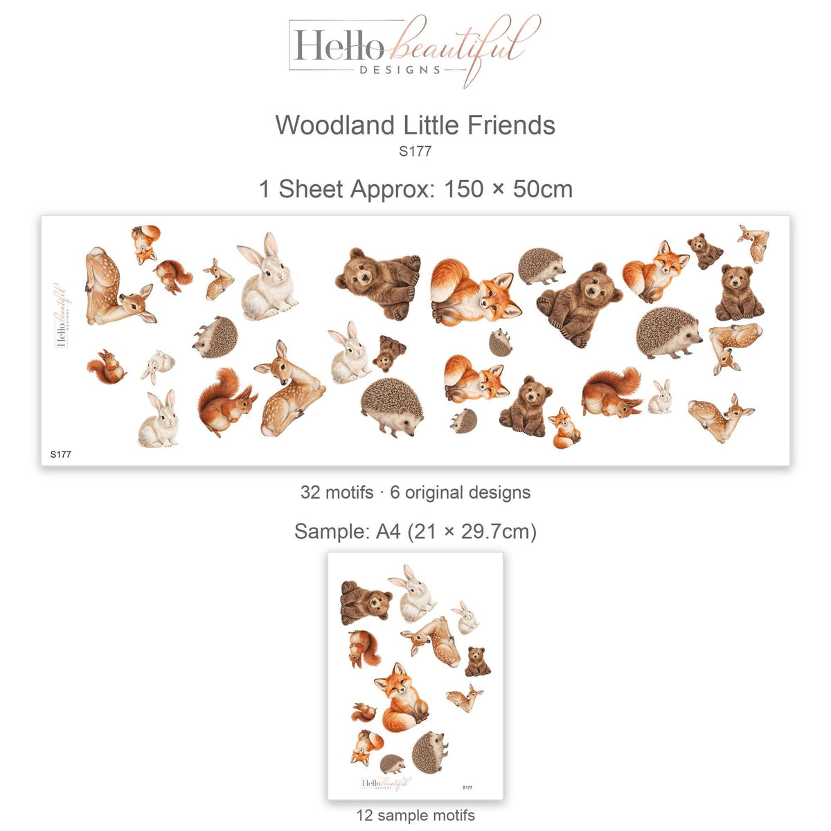 Woodland Animal Wall Stickers, Fox Bear Rabbit Nursery Decor, Forest Animal Wall Decals, Boys Girls Kids Room Peel and Stick Wall Art