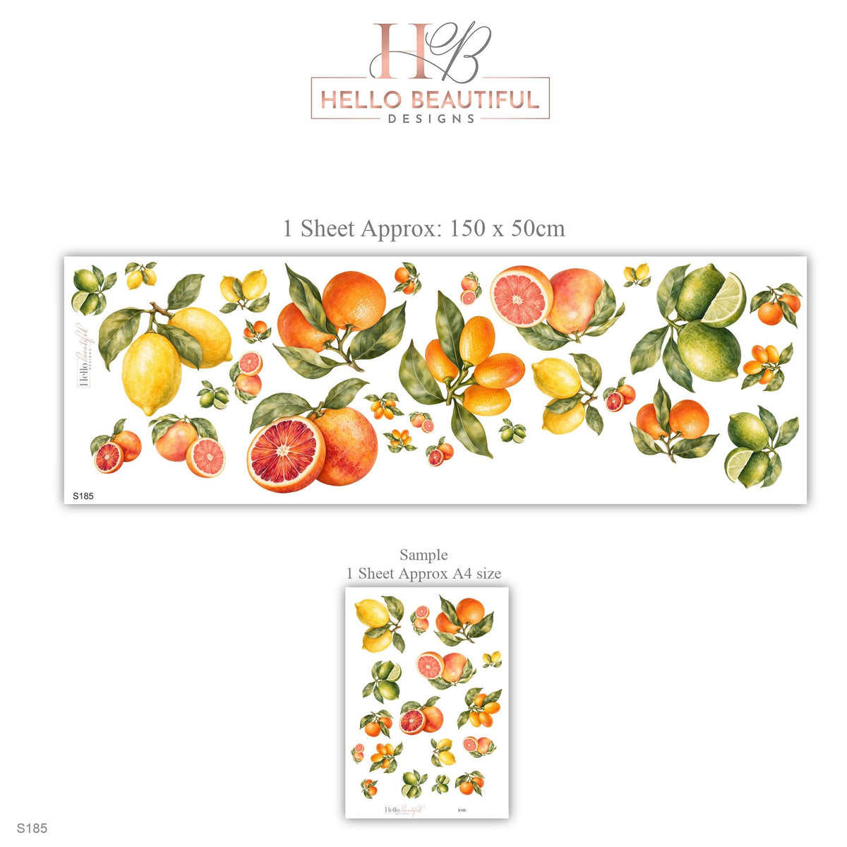 Citrus Wall Stickers, Lemon Orange Kitchen Decor, Watercolour Fruit Wall Decals, Mediterranean Dining Room Peel and Stick Wall Art