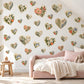 Heart Wall Stickers, Botanical Floral Nursery Decor, Cottagecore Heart Wall Decals, Girls Kids Room Sage Coral Peel and Stick Wall Art