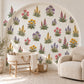 Wildflower Wall Stickers, Cottage Garden Nursery Decor, Lupin Foxglove Wall Decals, Girls Kids Room Purple Pink Peel and Stick Wall Art
