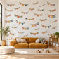 Bunting Wall Stickers, Boho Garland Playroom Decor, Party Flag Wall Decals, Kids Room Terracotta Mustard Teal Peel and Stick Wall Art
