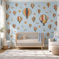 Hot Air Balloon Wall Stickers, Retro Boho Nursery Decor, Balloon Wall Decals, Kids Room Rust Mustard Sage Navy Peel and Stick Wall Art