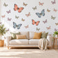 Butterfly Wall Stickers, Vintage Butterfly Nursery Decor, Butterfly Wall Decals, Girls Bedroom Coral Blue Blush Peel and Stick Wall Art