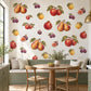 Fruit Wall Stickers, Vintage Kitchen Decor, Apple Pear Fig Wall Decals, Dining Room Botanical Fruit Red Gold Plum Peel and Stick Wall Art