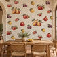 Fruit Wall Stickers, Vintage Kitchen Decor, Apple Pear Fig Wall Decals, Dining Room Botanical Fruit Red Gold Plum Peel and Stick Wall Art