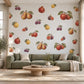 Fruit Wall Stickers, Vintage Kitchen Decor, Apple Pear Fig Wall Decals, Dining Room Botanical Fruit Red Gold Plum Peel and Stick Wall Art