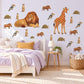 Safari Animal Wall Stickers, Lion Giraffe Nursery Decor, Jungle Animal Wall Decals, Kids Room Ochre Rust Neutral Peel and Stick Wall Art