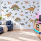 Dinosaur Wall Stickers, Vintage Dino Boys Room Decor, Stegosaurus Wall Decals, Kids Bedroom Olive Ochre Rust Fern Peel and Stick Wall Art
