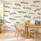 Botanical Vine Wall Stickers, Leafy Garland Decor, Berry Branch Wall Decals, Living Room Kitchen Sage Green Red Peel and Stick Wall Art