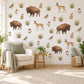 Prairie Animal Wall Stickers, Bison Antelope Nursery Decor, Wildlife Wall Decals, Kids Room Brown Tan Sage Western Peel and Stick Wall Art