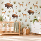 Prairie Animal Wall Stickers, Bison Antelope Nursery Decor, Wildlife Wall Decals, Kids Room Brown Tan Sage Western Peel and Stick Wall Art
