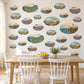 Landscape Wall Stickers, Countryside Oval Scene Decor, Lavender Field Wall Decals, Living Room Sage Purple Blue Vintage Peel and Stick Art