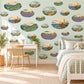 Landscape Wall Stickers, Countryside Oval Scene Decor, Lavender Field Wall Decals, Living Room Sage Purple Blue Vintage Peel and Stick Art