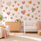 Heart Wall Stickers, Cosy Knitted Heart Nursery Decor, Boho Heart Wall Decals, Girls Room Rose Mustard Sage Cream Peel and Stick Wall Art