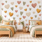 Heart Wall Stickers, Cosy Knitted Heart Nursery Decor, Boho Heart Wall Decals, Girls Room Rose Mustard Sage Cream Peel and Stick Wall Art