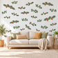 Christmas Wall Stickers, Holly Pine Greenery Decor, Winter Botanical Wall Decals, Festive Living Room Green Red Pinecone Peel and Stick Art