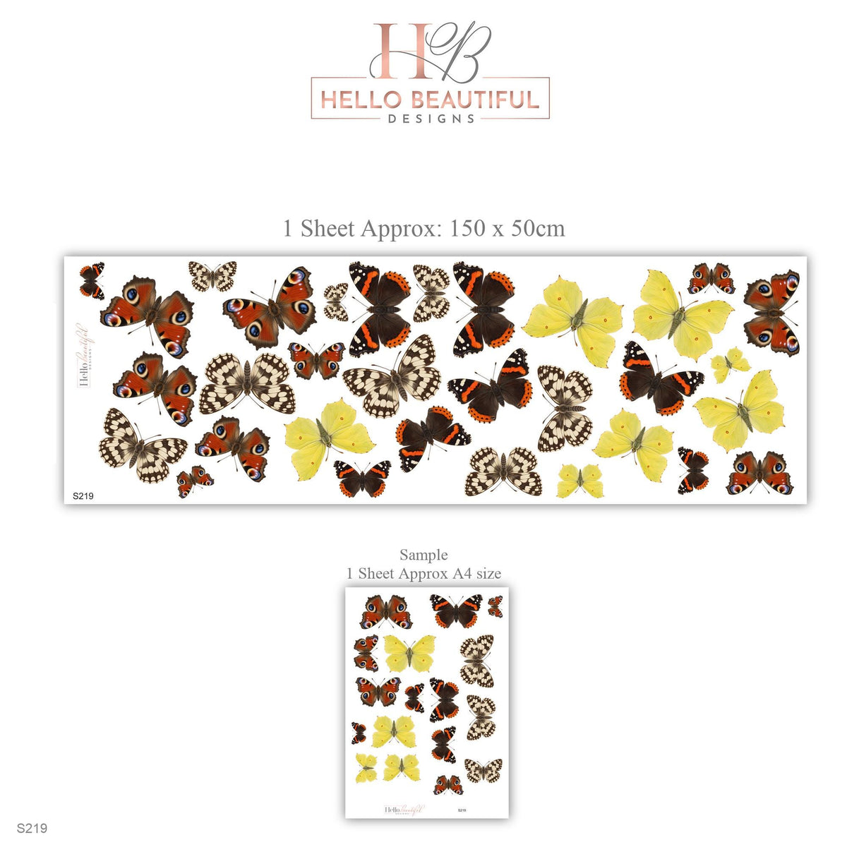 Butterfly Wall Stickers, British Butterfly Nursery Decor, Peacock Admiral Wall Decals, Girls Room Red Yellow Brown Peel and Stick Wall Art