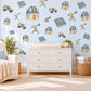 Astronomy Wall Stickers, Stargazer Telescope Decor, Observatory Wall Decals, Boys Kids Room Blue Cream Sage Space Peel and Stick Wall Art