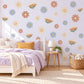 Daisy Wall Stickers, Retro Flower Nursery Decor, Boho Daisy Wall Decals, Girls Room Dusty Blue Terracotta Cream Peel and Stick Wall Art