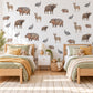 Safari Animal Wall Stickers, Hippo Buffalo Nursery Decor, African Animal Wall Decals, Kids Room Grey Brown Neutral Peel and Stick Wall Art