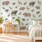 Safari Animal Wall Stickers, Hippo Buffalo Nursery Decor, African Animal Wall Decals, Kids Room Grey Brown Neutral Peel and Stick Wall Art