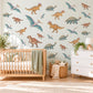 Dinosaur Wall Stickers, Teal Ochre Dino Boys Room Decor, Pterodactyl Wall Decals, Kids Bedroom Rust Green Jurassic Peel and Stick Wall Art