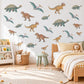 Dinosaur Wall Stickers, Teal Ochre Dino Boys Room Decor, Pterodactyl Wall Decals, Kids Bedroom Rust Green Jurassic Peel and Stick Wall Art