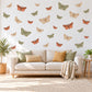 Moth Wall Stickers, Vintage Moth Botanical Decor, Butterfly Moth Wall Decals, Girls Bedroom Rust Sage Cream Nature Peel and Stick Wall Art