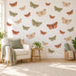 Moth Wall Stickers, Vintage Moth Botanical Decor, Butterfly Moth Wall Decals, Girls Bedroom Rust Sage Cream Nature Peel and Stick Wall Art