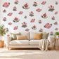 Flower Wall Stickers, Camellia Hellebore Floral Decor, Winter Bloom Wall Decals, Girls Nursery Rose Pink Cream Green Peel and Stick Wall Art