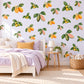 Citrus Wall Stickers, Orange Guava Fruit Decor, Botanical Kitchen Wall Decals, Orange Blossom Green Leaf Nursery Peel and Stick Wall Art