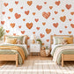 Heart Wall Stickers, Terracotta Clay Heart Decor, Boho Rust Heart Wall Decals, Girls Nursery Bedroom Earthy Peel and Stick Wall Art