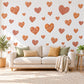 Heart Wall Stickers, Terracotta Clay Heart Decor, Boho Rust Heart Wall Decals, Girls Nursery Bedroom Earthy Peel and Stick Wall Art