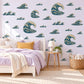 Wave Wall Stickers, Navy Cream Ocean Wave Decor, Japanese Style Great Wave Wall Decals, Boys Nautical Kids Room Peel and Stick Wall Art