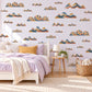 Rainbow Hills Wall Stickers, Rust Navy Mustard Boho Decor, Retro Sunset Mountain Wall Decals, Kids Room Nursery Peel and Stick Wall Art