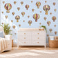 Hot Air Balloon Wall Stickers, Plum Sage Mustard Nursery Decor, Vintage Balloon Wall Decals, Travel Kids Room Peel and Stick Wall Art
