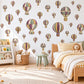 Hot Air Balloon Wall Stickers, Plum Sage Mustard Nursery Decor, Vintage Balloon Wall Decals, Travel Kids Room Peel and Stick Wall Art