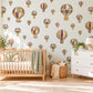 Hot Air Balloon Wall Stickers, Plum Sage Mustard Nursery Decor, Vintage Balloon Wall Decals, Travel Kids Room Peel and Stick Wall Art