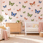 Butterfly Wall Stickers, Green Blue Orange Butterfly Decor, Tropical Butterfly Wall Decals, Girls Kids Room Nursery Peel and Stick Wall Art