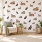 Safari Animal Wall Stickers, Rhino Antelope Hornbill Nursery Decor, African Savanna Wall Decals, Neutral Kids Room Peel and Stick Wall Art