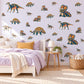Dinosaur Wall Stickers, Navy Orange Triceratops Decor, Bold Graphic Dino Wall Decals, Boys Kids Room Nursery Peel and Stick Wall Art