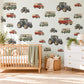 Tractor Wall Stickers, Vintage Van Bus Vehicle Decor, Farm Tractor Wall Decals, Boys Kids Room Nursery Red Green Peel and Stick Wall Art
