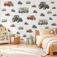 Tractor Wall Stickers, Vintage Van Bus Vehicle Decor, Farm Tractor Wall Decals, Boys Kids Room Nursery Red Green Peel and Stick Wall Art