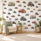 Tractor Wall Stickers, Vintage Van Bus Vehicle Decor, Farm Tractor Wall Decals, Boys Kids Room Nursery Red Green Peel and Stick Wall Art