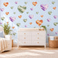 Heart Wall Stickers, Crystal Agate Amethyst Heart Decor, Watercolour Gemstone Wall Decals, Girls Room Green Purple Peel and Stick Wall Art