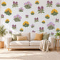 Wildflower Wall Stickers, Yellow Purple Meadow Flower Decor, Marigold Geranium Wall Decals, Nursery Kitchen Peel and Stick Wall Art