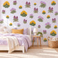 Wildflower Wall Stickers, Yellow Purple Meadow Flower Decor, Marigold Geranium Wall Decals, Nursery Kitchen Peel and Stick Wall Art