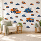 Snow Plough Wall Stickers, Orange Navy Truck Vehicle Decor, Winter Construction Wall Decals, Boys Kids Room Peel and Stick Wall Art