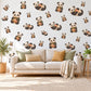 Panda Wall Stickers, Cute Panda Bear Nursery Decor, Picnic Panda Wall Decals, Neutral Kids Room Black White Peel and Stick Wall Art