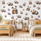 Panda Wall Stickers, Cute Panda Bear Nursery Decor, Picnic Panda Wall Decals, Neutral Kids Room Black White Peel and Stick Wall Art